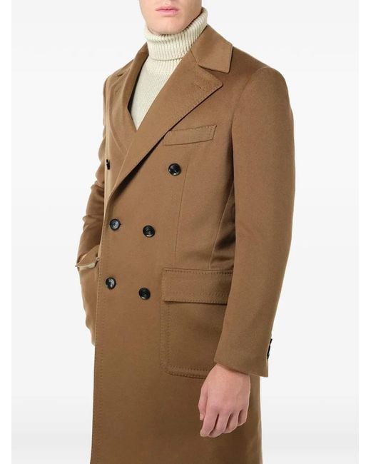 Al Duca D'aosta Natural Double-Breasted Cashmere Coat for men