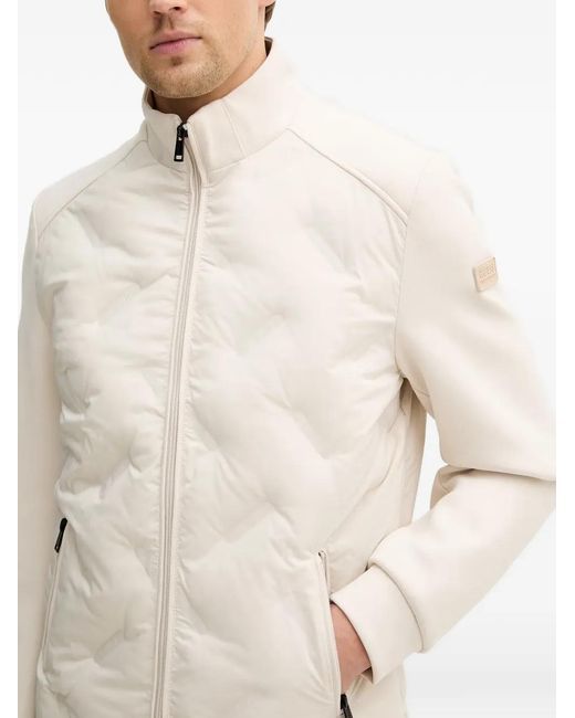 Guess White Quilted Zip Jacket for men