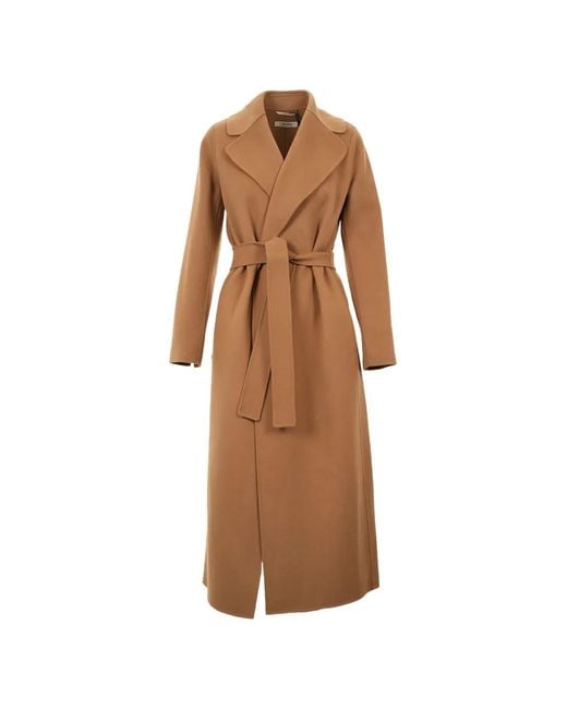 Max Mara Brown Belted Notch-Lapel Coat