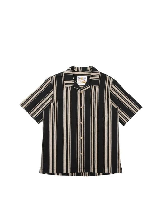 Naked & Famous Black Aloha Short-Sleeve Cotton Shirt for men
