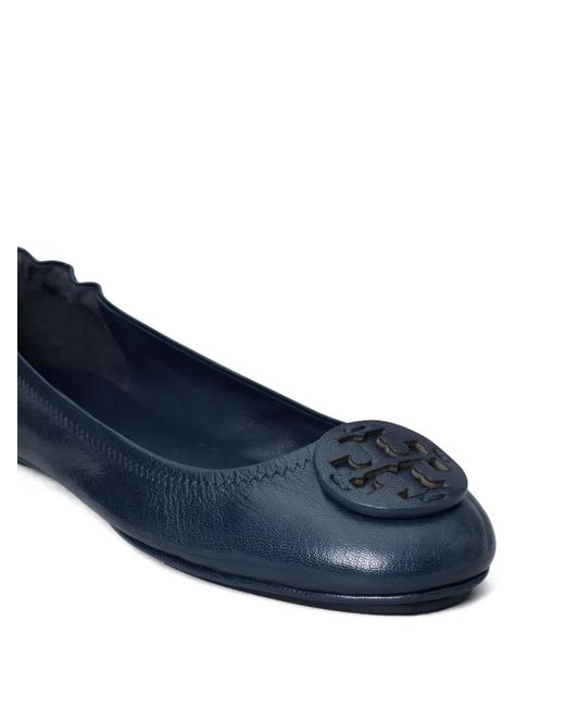 Tory Burch Blue Minnie Travel Ballet Flats
