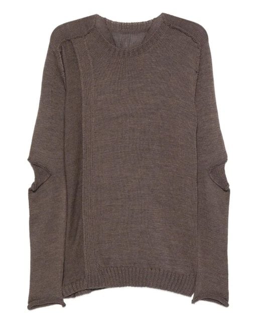 Masnada Brown Elbow-Detail Side-Split Sweater for men