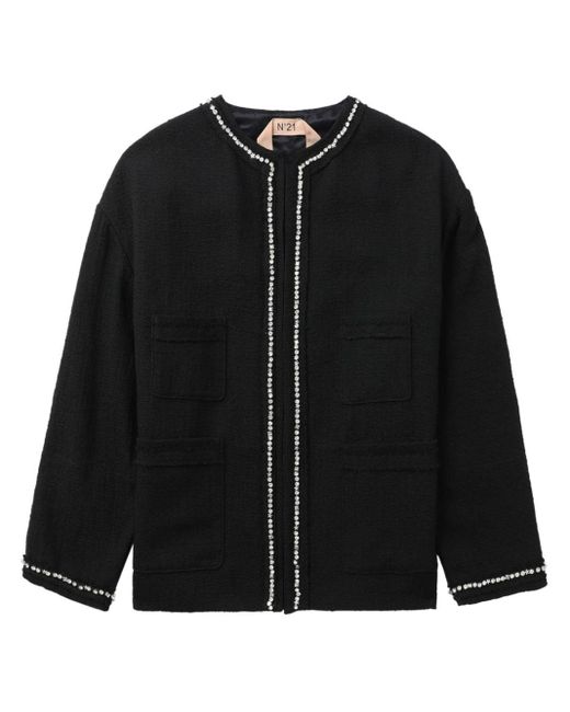 N°21 Black Crystal-embellished Bouclé Jacket