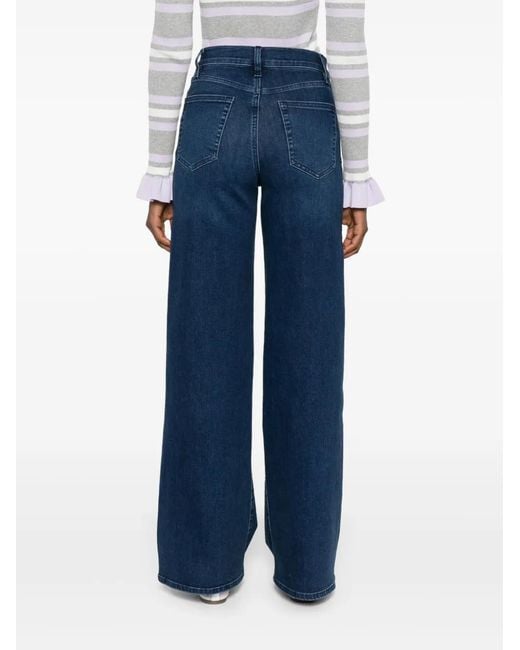 FRAME Blue Button-Zip Five-Pocket Jeans