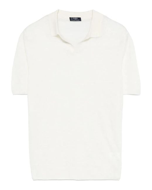 メンズ Barba Napoli リネン Tシャツ White
