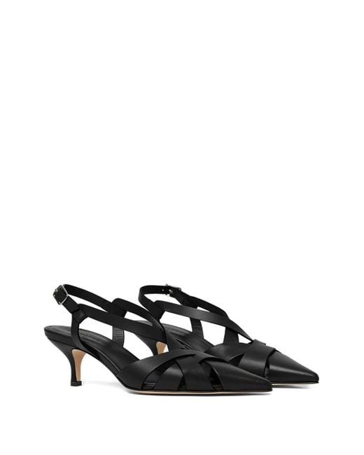 Scarosso Black Slingback Pointed-Toe Pumps