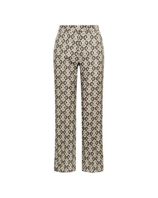 Maliparmi White Orbit-Print Chain-Print Straight-Leg Trousers