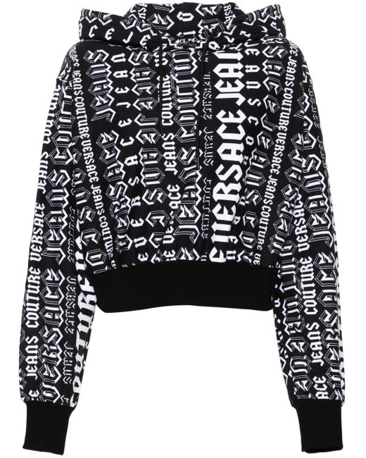 Versace Jeans Couture Black Logo-Print Cotton Hoodie