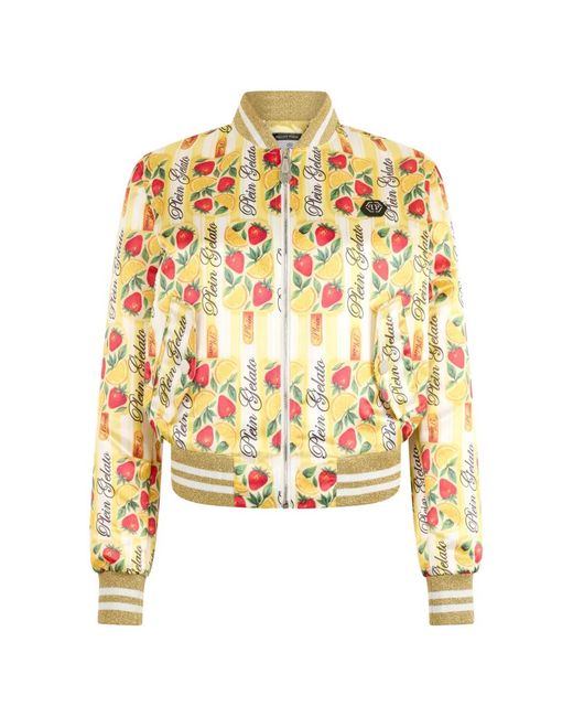 Philipp Plein Metallic Striped Bomber Jacket