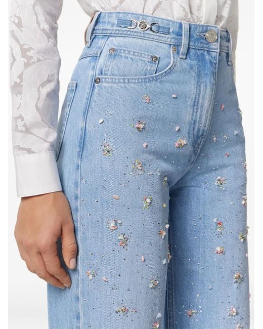 Versace Verfraaide High-Waist Jeans in het Blue