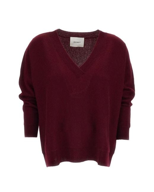 Lisa Yang Red V-Neck Cashmere Sweater