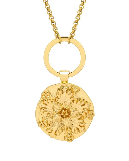 Yoj Metallic Maxi Flower Pendant Necklace
