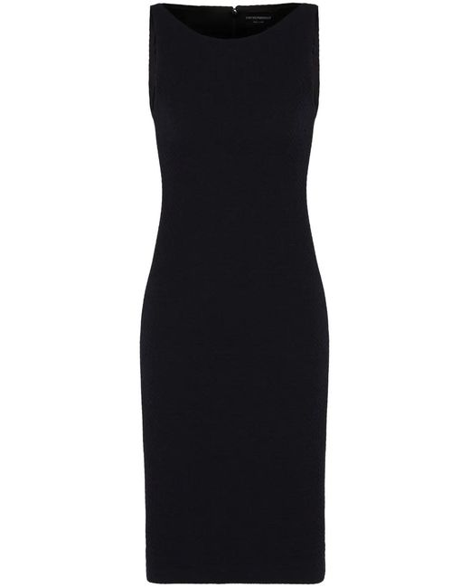 Emporio Armani Blue Wool-Cotton Blend Tube Dress