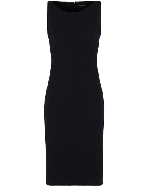 Emporio Armani Blue Wool-Cotton Blend Tube Dress