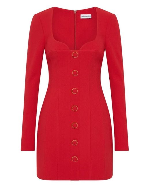 Rebecca Vallance Red Cameron Button-Front Mini Dress