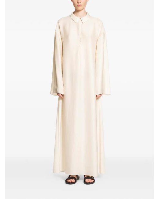 The Row Natural Millen Long-Sleeve Maxi Dress