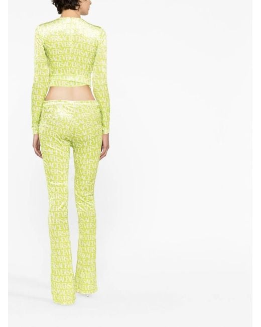 Versace Yellow Logo-print Flared Trousers
