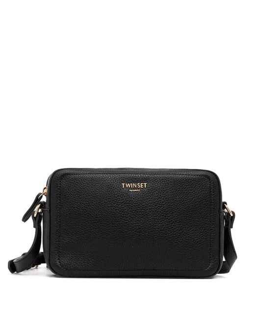 Twinset Black Logo-Lettering Cross Body Bag