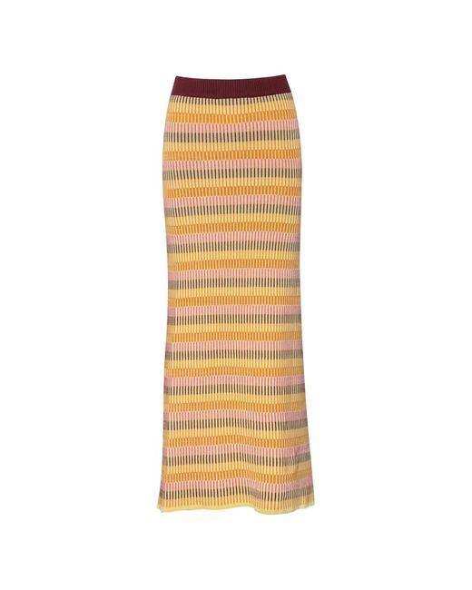 Baobab Metallic Kina Elastic-Waistband Maxi Skirt