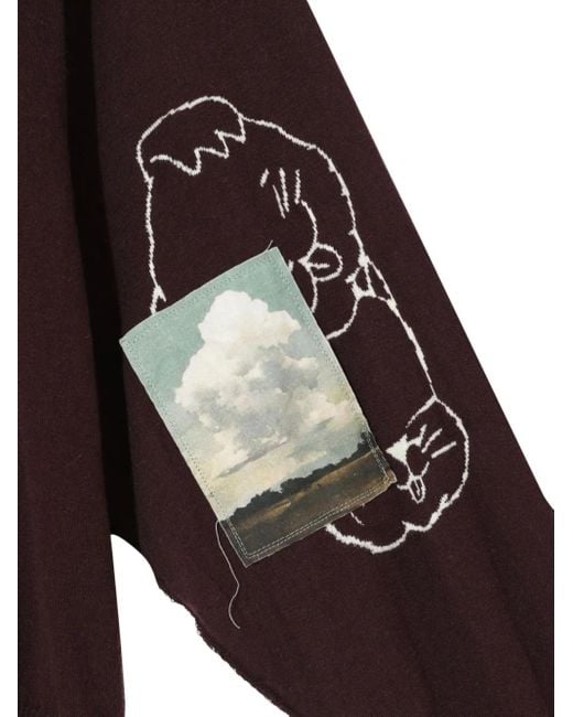 Undercover Black Appliqué Flower Sweater for men
