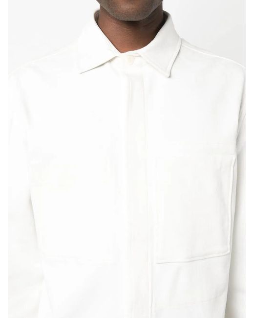Zegna White Patch-Pocket Long-Sleeved Shirt for men