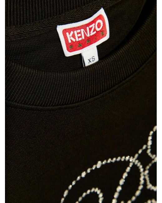 KENZO Black Rhinestone-Logo Crew-Neck Sweatshirt