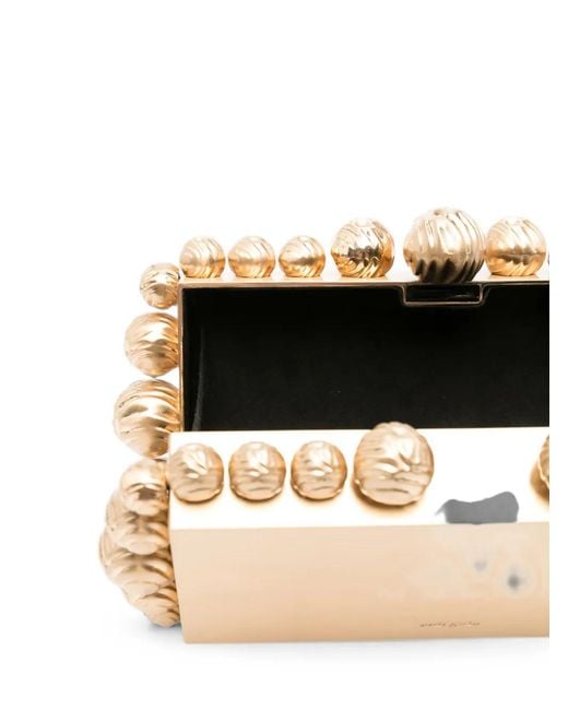 Cult Gaia Natural Bead-Embellished Brushed-Finish Clutch Bag