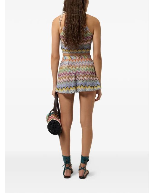 Missoni Blue Zigzag-Knit Halterneck Top
