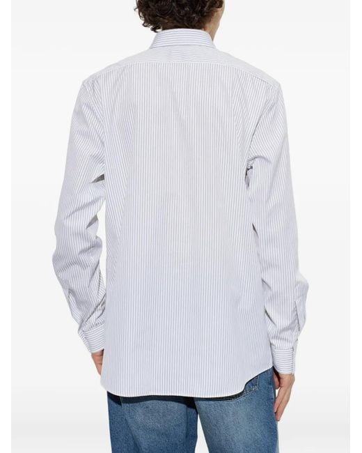 Moschino White Striped Graphic-Print Shirt for men