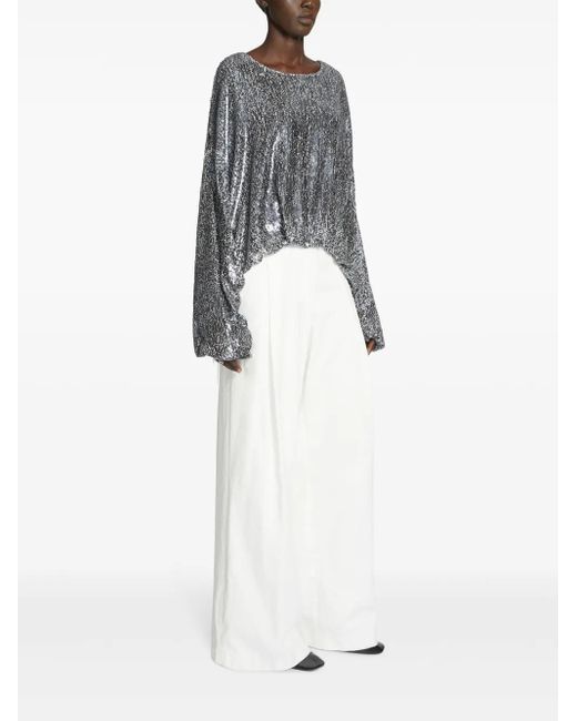 Dries Van Noten Gray Sequin-Embellished Top