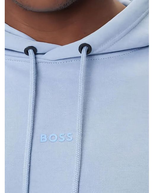 Boss Blue Hooded Pocket Sweatshirt for men
