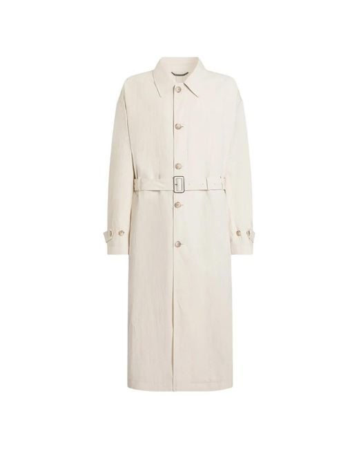 Dolce & Gabbana White Cotton-Linen Trench Coat With Buttons for men