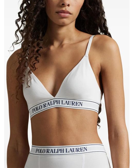 Polo Ralph Lauren White Logo-Trim Bralette