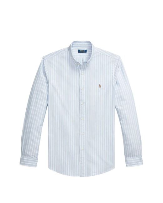 Polo Ralph Lauren Blue Logo-Detail Striped Shirt for men