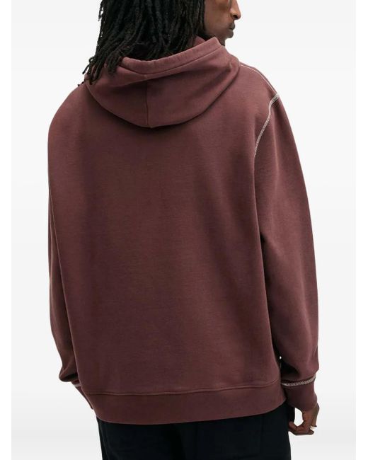 AllSaints Red Amir Contrast-Stitch Hoodie for men