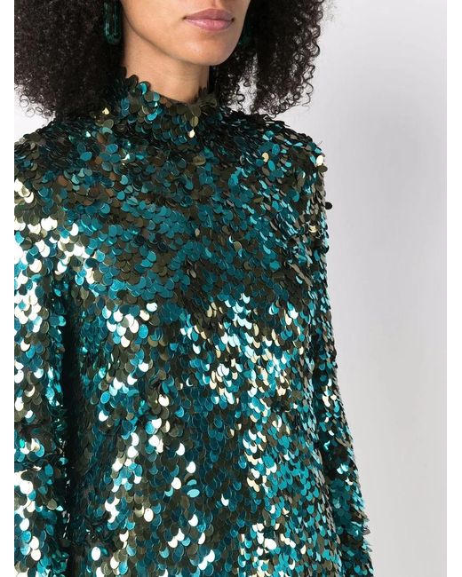 Emilio Pucci Green Sequinned Long-Sleeve Minidress