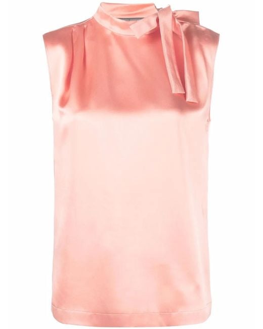 Alberta Ferretti Pink Bow-Detail Satin Blouse