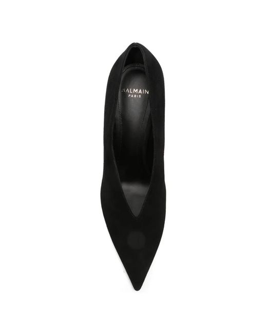 Balmain Black Suede Wedge-Heel Pumps