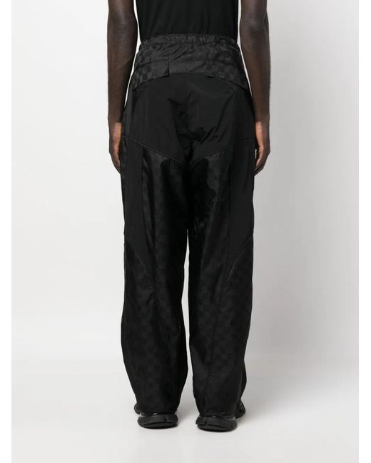 M I S B H V Black Monogram-Jacquard Wide-Leg Trousers for men