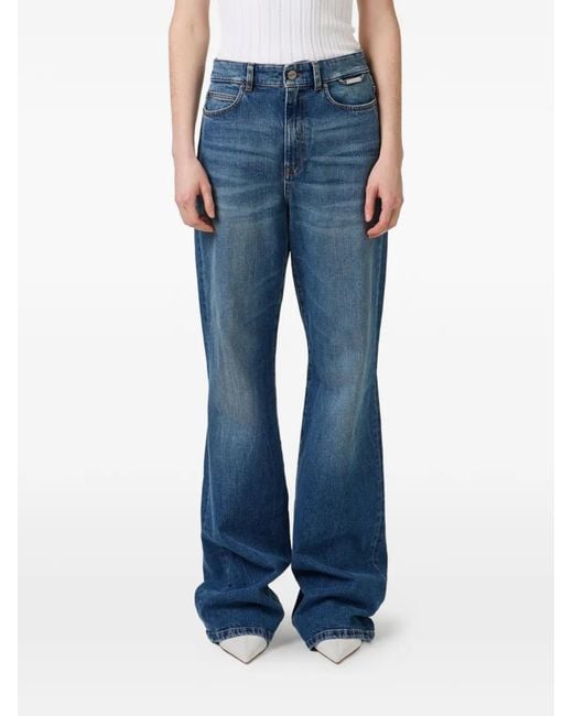 Iceberg Blue Logo-Patch Flared Jeans