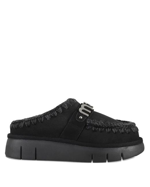 Mou Bounce Sheepskin Mules Black