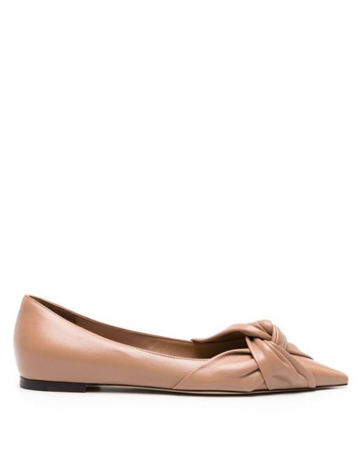 Jimmy Choo Brown Hedera Leather Ballerina Shoes
