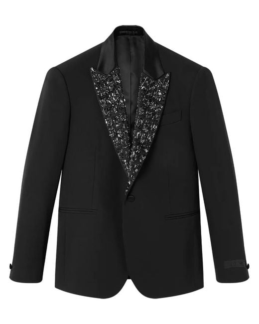 Versace Black Crystal-Embellished Wool Blazer for men