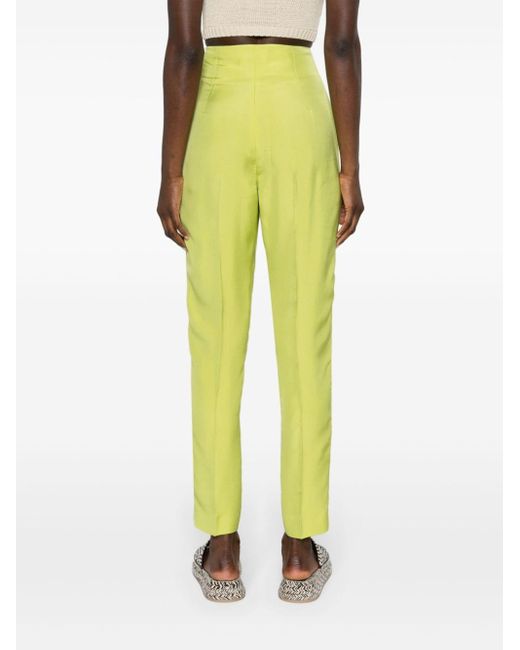 High-waisted slim-fit trousers Ralph Lauren Collection en coloris Yellow