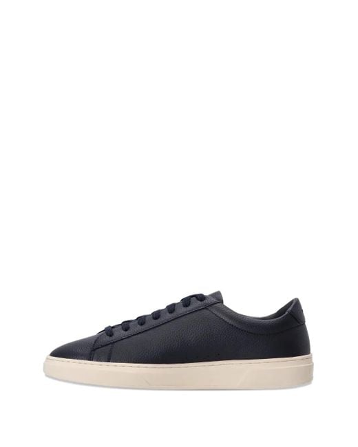 Boss Blue Leather Lace-Up Sneakers for men