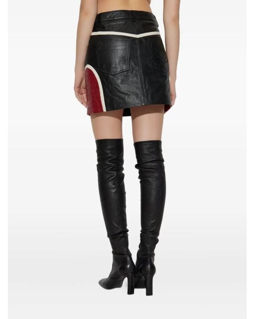 Gestuz Rok Met Leren Vlakken in het Black