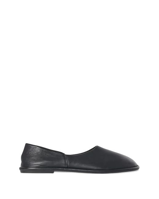 The Row Black Leather Round-Toe Loafers