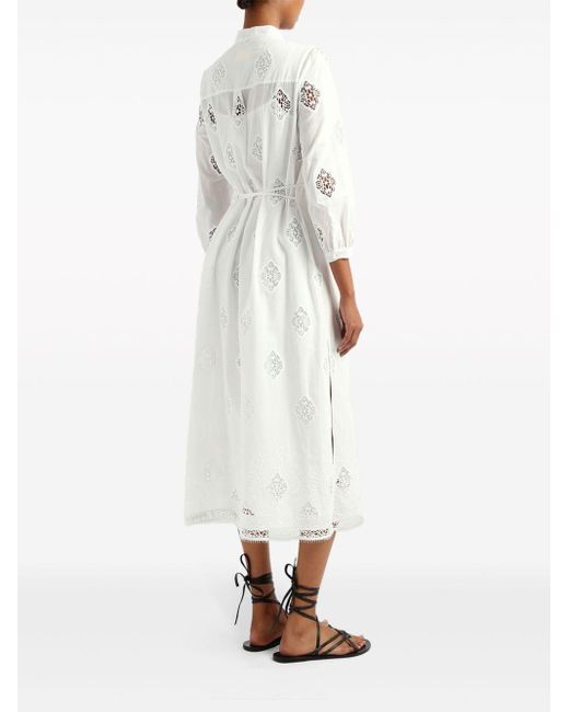 Erdem White Lace-panels Midi Shirtdress