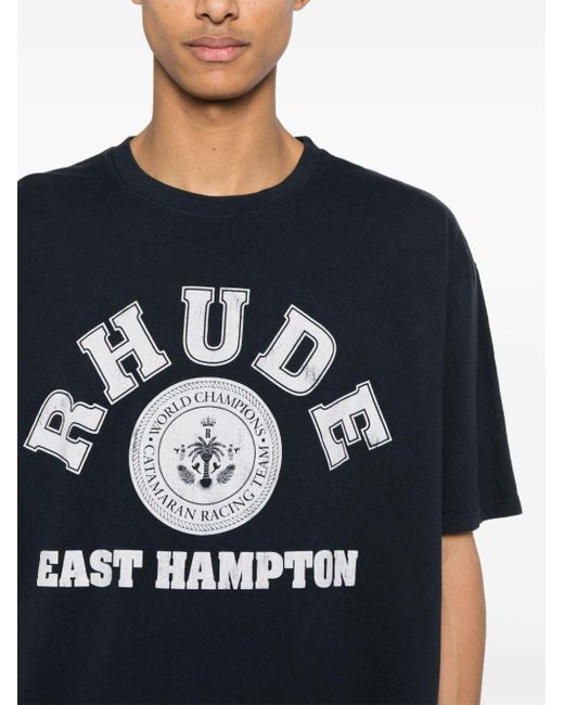 Rhude Blue Hampton Catamaran Logo-Print T-Shirt for men