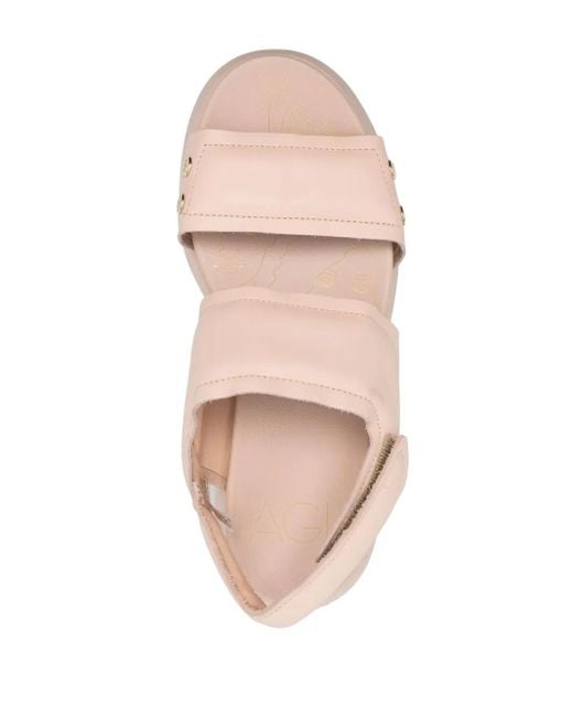 Agl Attilio Giusti Leombruni Pink Double-Strap Leather Sandals